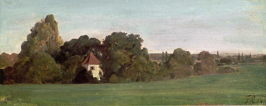 Landscape with Chapel, vintage artwork by Franz von Lenbach, 12x8" (A4) Poster
