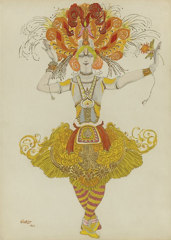 Costume Design for "Firebird" by Leon Bakst,A3(16x12")Poster