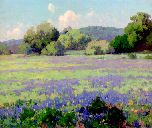 Texas Bluebonnets, vintage artwork by Maurice Braun, 12x8" (A4) Poster