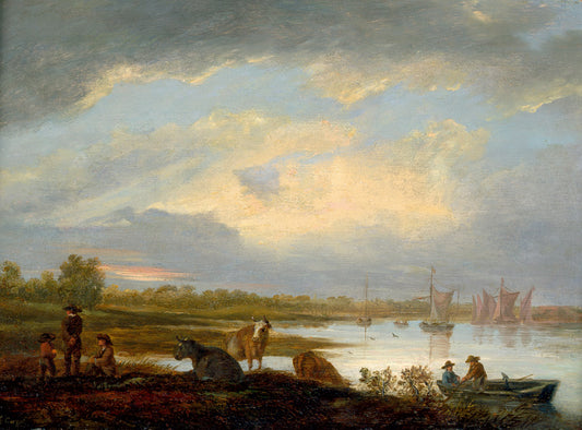 River Landscape with Cattle, vintage artwork by Aelbert Cuyp, 12x8" (A4) Poster