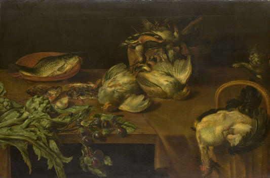 Still Life with Wild Fowl, vintage artwork by Alexander Adriaenssen, 12x8" (A4) Poster