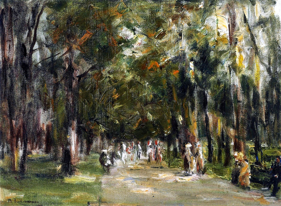 Allee in Tiergarten, vintage artwork by Max Liebermann, 12x8" (A4) Poster