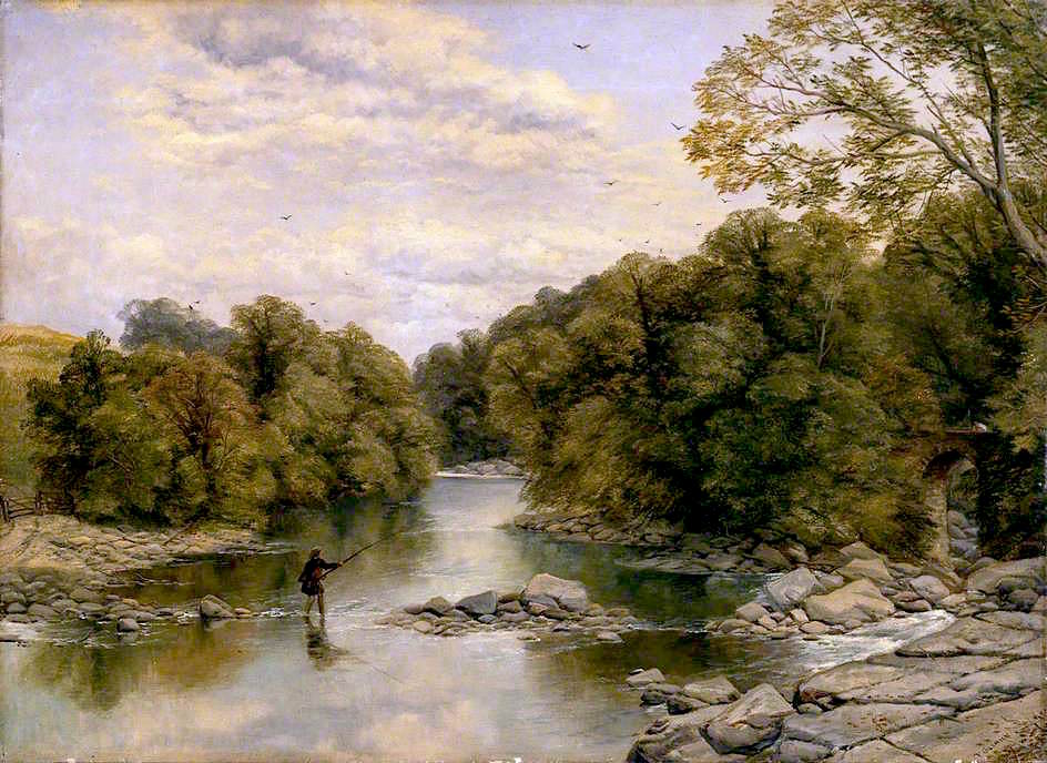 The River Tees at Rokeby , Yorkshire, vintage artwork by Thomas Creswick, A3 (16x12") Poster Print