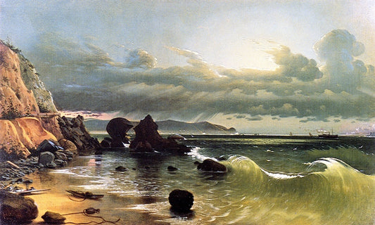 View Looking out the Golden Gate, vintage artwork by Fortunato Arriola, 12x8" (A4) Poster