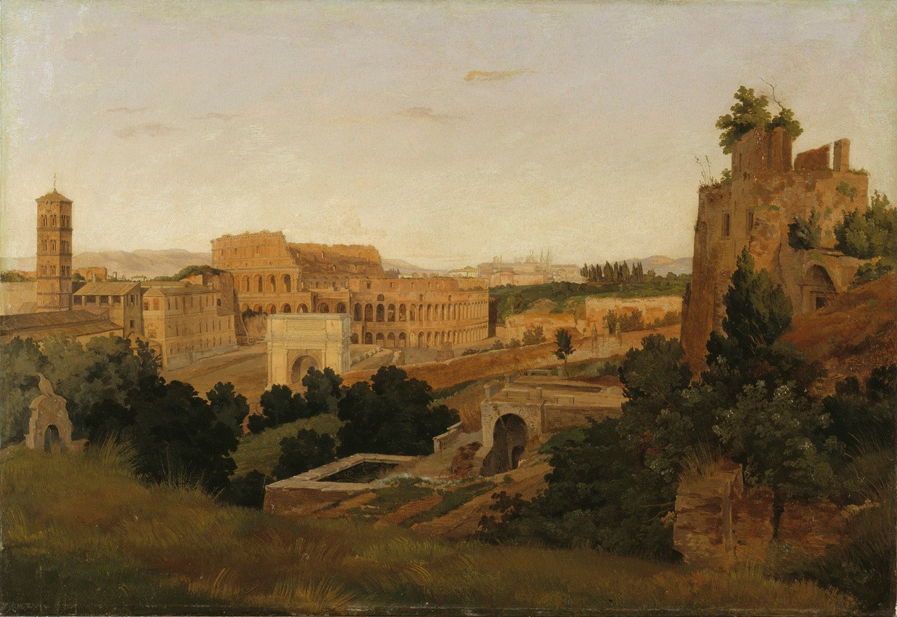 View of Rome with the Colosseum, vintage artwork by Gustaf Wilhelm Palm, A3 (16x12") Poster Print