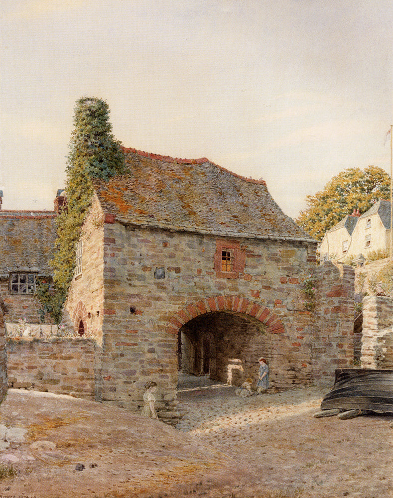 Old buildings at Kingswear in Devon, vintage artwork by George Price Boyce, R.W.S., 12x8" (A4) Poster