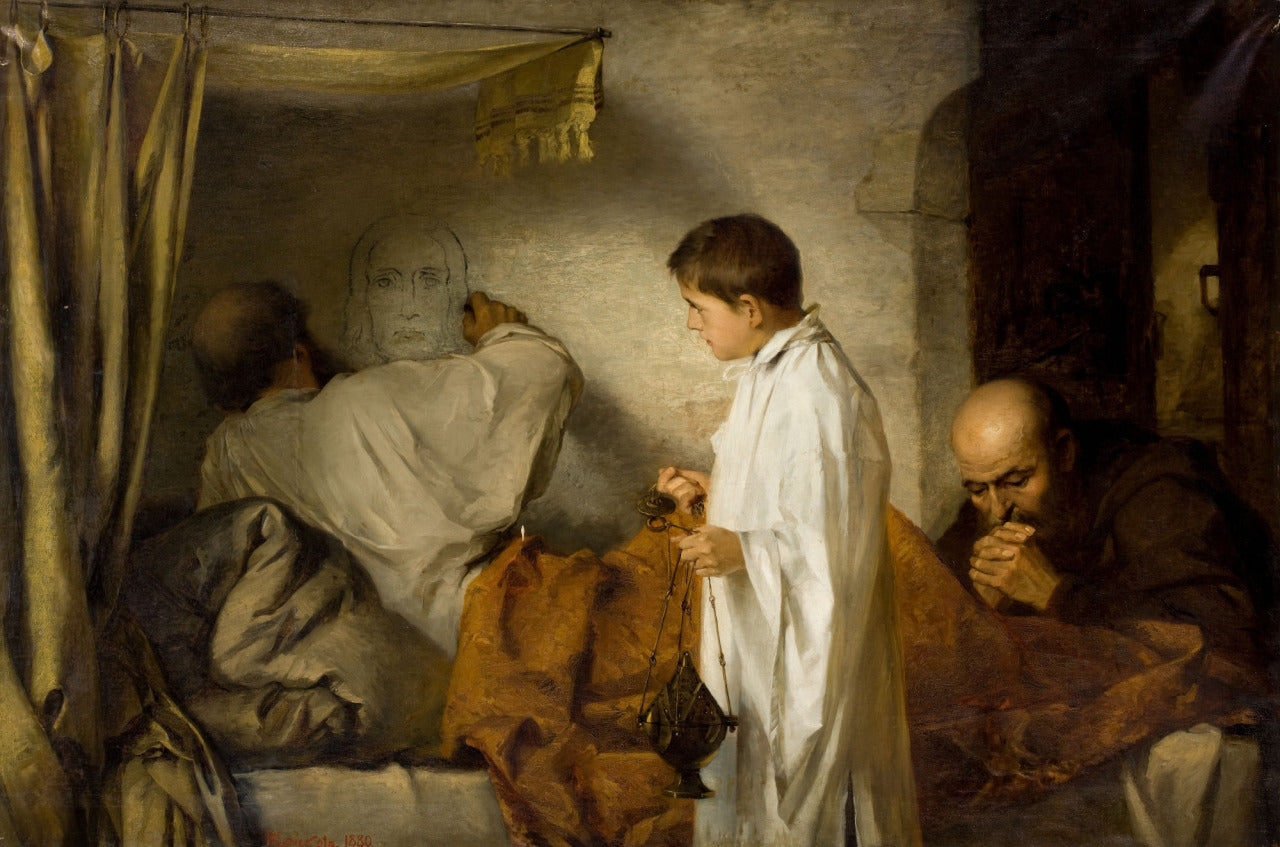 The Dying Painter, vintage artwork by Hermine Laukota, 12x8" (A4) Poster