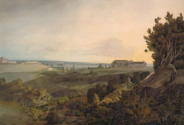 View from the Palatine Hill, looking towards the Pyramid of Caius Cestius, vintage artwork by Francis Towne, 12x8" (A4) Poster