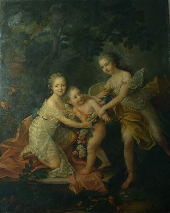 Children of the Duc d’Orleans, vintage artwork by François-Hubert Drouais, 12x8" (A4) Poster