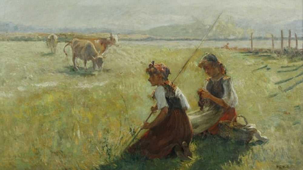 Niñas en el campo by Alberto Pla y Rubio,A3(16x12")Poster
