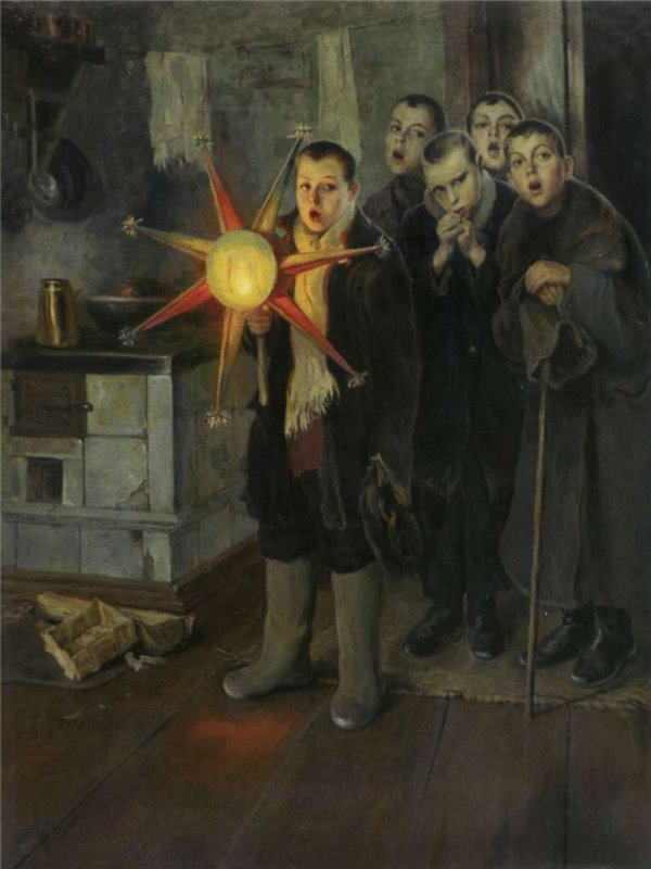 Christmas Carols, vintage artwork by Nikolai Pimonenko, 12x8" (A4) Poster
