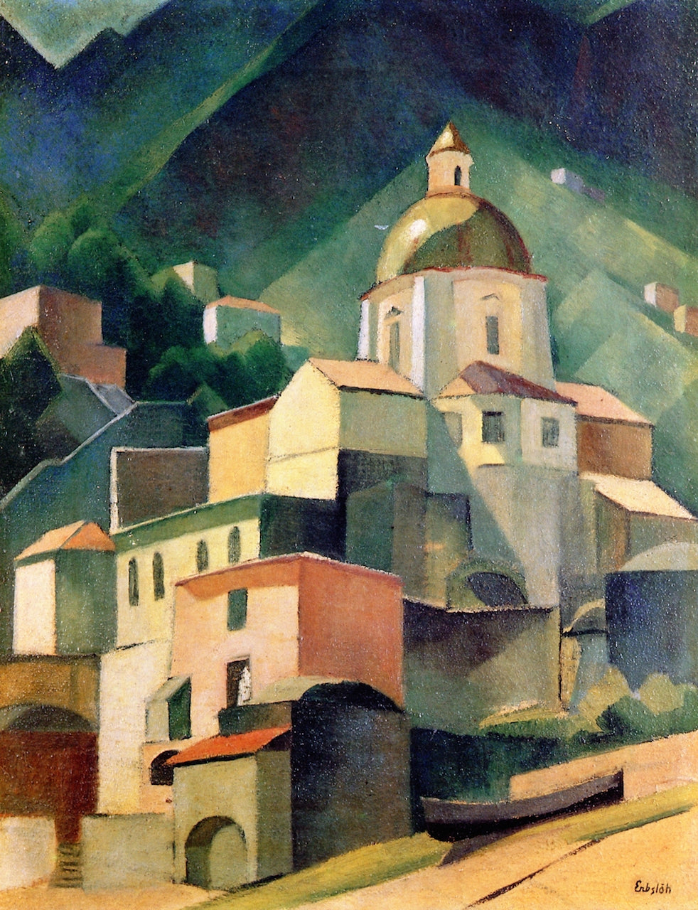 In Positano, vintage artwork by Adolf Erbslöh, 12x8" (A4) Poster