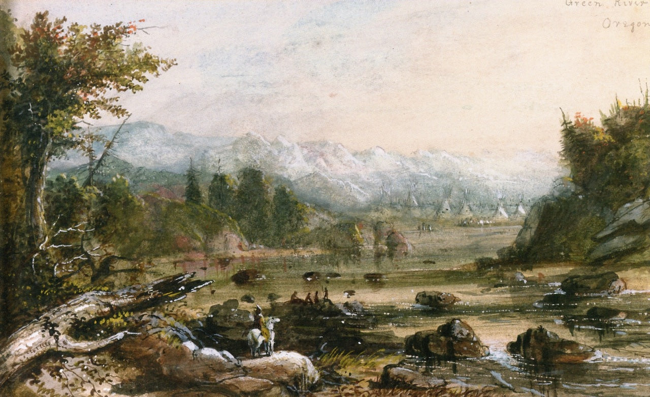 Green River, Oregon, vintage artwork by Alfred Jacob Miller, A3 (16x12") Poster Print