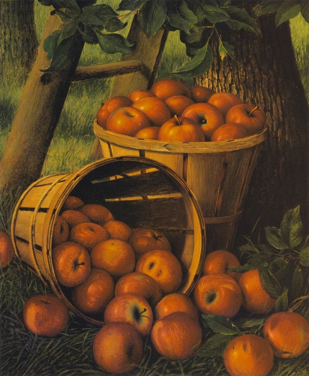 Bushels of Apples under a Tree, vintage artwork by Levi Wells Prentice, 12x8" (A4) Poster