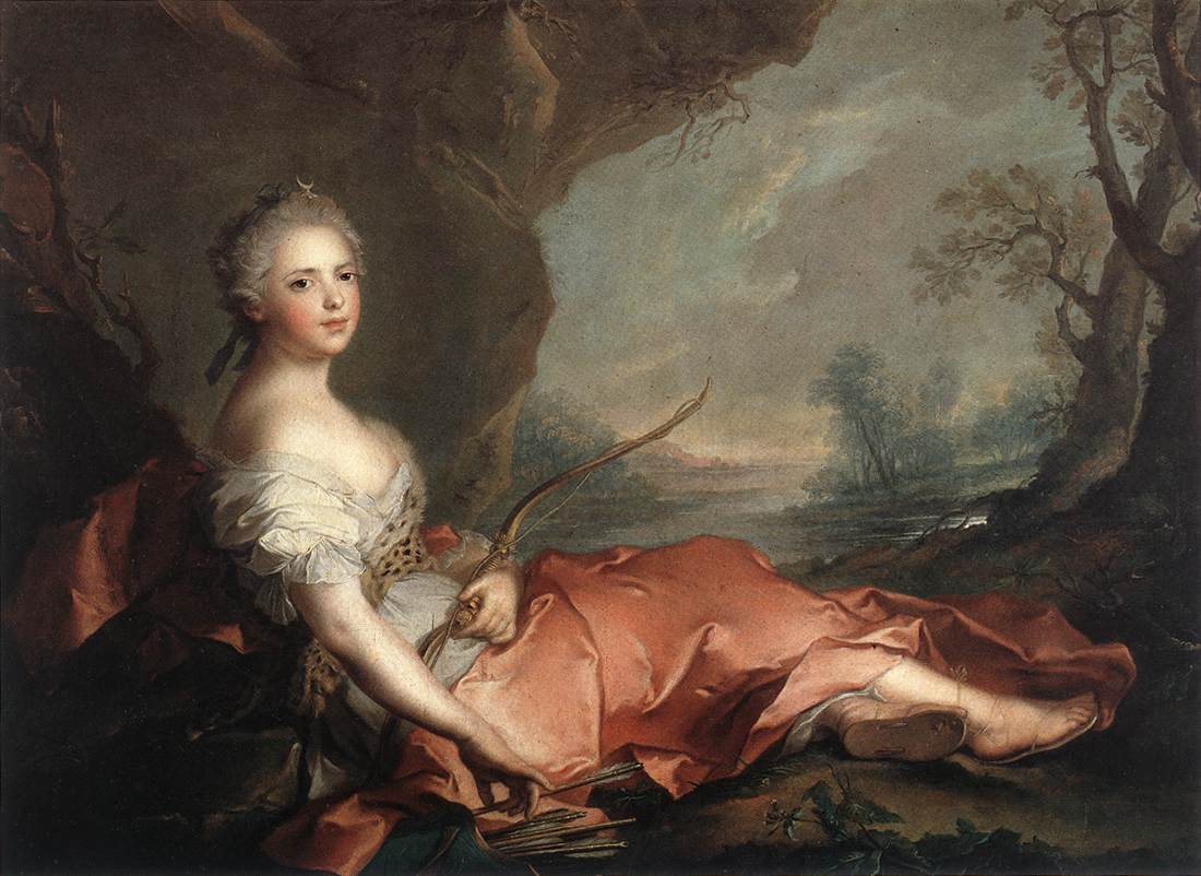Marie Adelaide of France as Diana, vintage artwork by Jean-Marc Nattier, 12x8" (A4) Poster