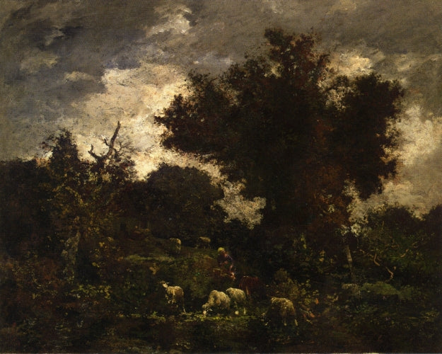 A Shepherd Resting, vintage artwork by Charles-Émile Jacque, A3 (16x12") Poster Print