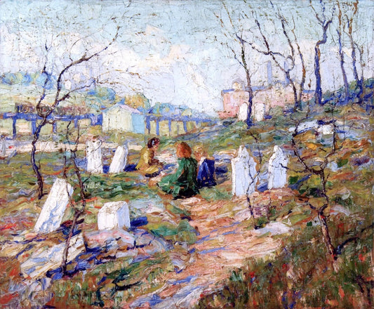 Graveyard, vintage artwork by Ernest Lawson, 12x8" (A4) Poster