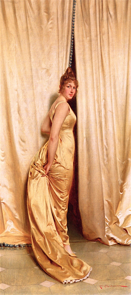 The Yellow Dress, vintage artwork by Charles Joseph Frederick Soulacroix, 12x8" (A4) Poster