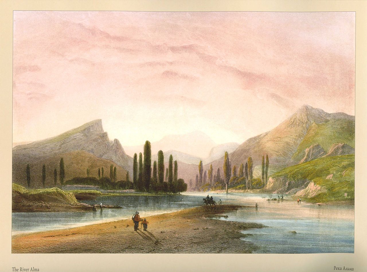 The River Alma, vintage artwork by Carlo Bossoli, A3 (16x12") Poster Print