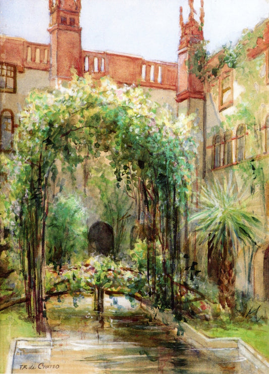 Alcazar Courtyard, vintage artwork by Felix de Crano, 12x8" (A4) Poster
