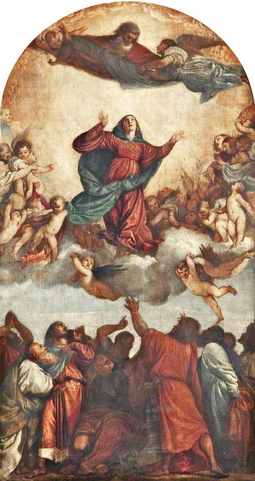 The Assumption of the Virgin (after Titian), vintage artwork by Alfred George Stevens, A3 (16x12") Poster Print