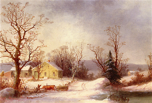 Returning to the Farm, vintage artwork by George Henry Durrie, A3 (16x12") Poster Print