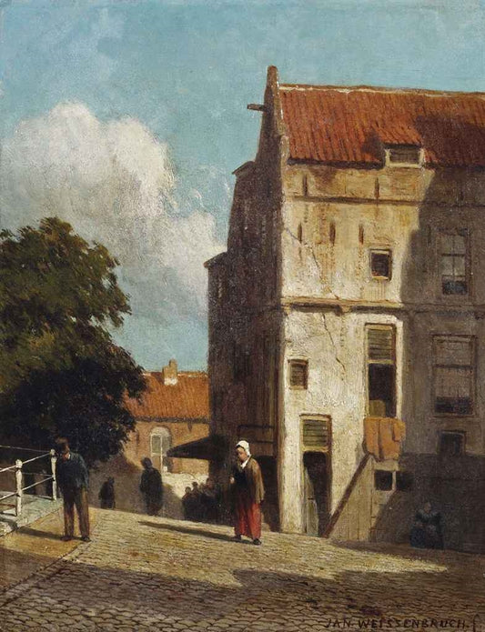 A Street in Delft, vintage artwork by Johannes 'Jan' Weissenbruch, 12x8" (A4) Poster
