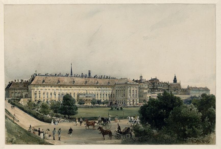 Die Hofburg mit der Bellaria in Wien, vintage artwork by Rudolf von Alt, A3 (16x12") Poster Print