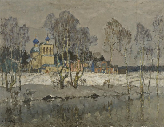 The First Day of the Year, vintage artwork by Konstantin Gorbatov, 12x8" (A4) Poster