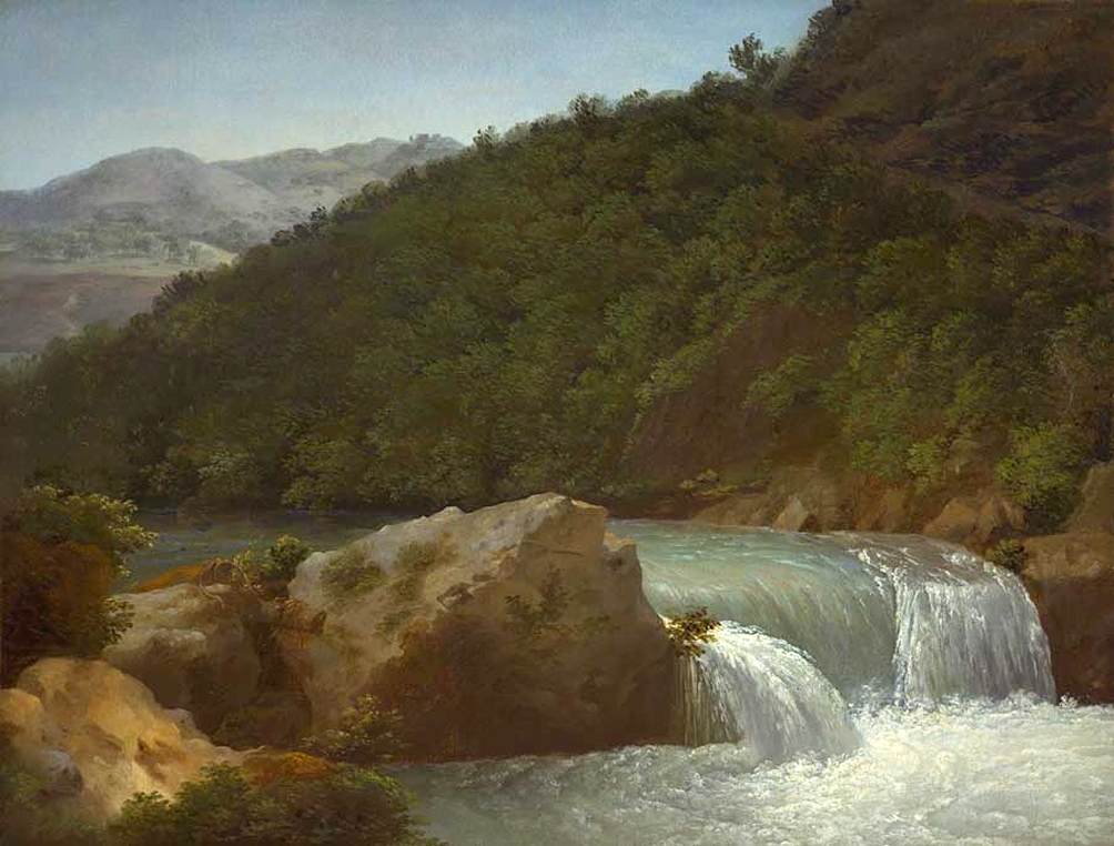 View of the Cascade of the Gorge near Allevard, vintage artwork by Jean-Joseph-Xavier Bidauld, 12x8" (A4) Poster
