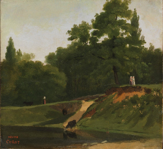 Banks of the Stream near the Corot Property, Ville d'Avray, vintage artwork by Jean-Baptiste-Camille Corot, A3 (16x12") Poster Print