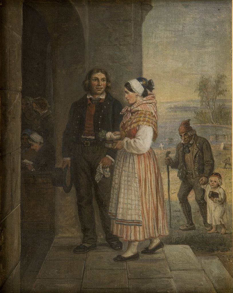 Churchgoers, vintage artwork by Robert Wilhelm Ekman, A3 (16x12") Poster Print