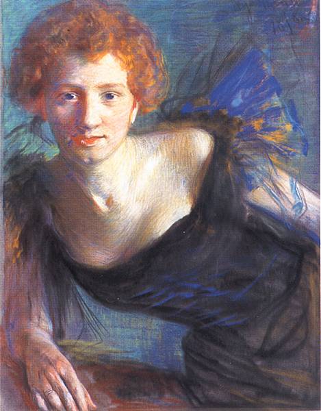 Portrait of Irena Solska, vintage artwork by Leon Jan Wyczolkowski, 12x8" (A4) Poster