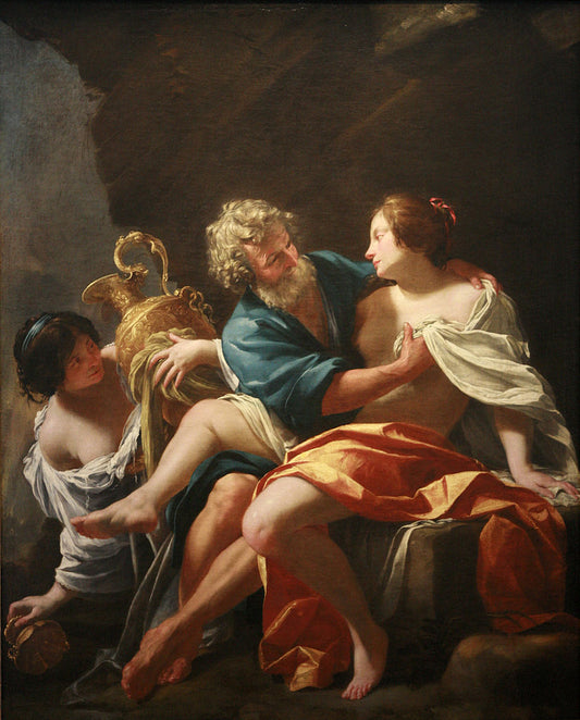 Loth and his daughters, vintage artwork by Simon Vouet, 12x8" (A4) Poster