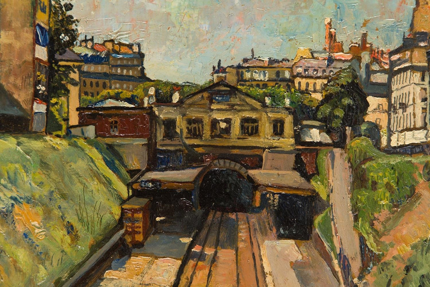 Saint Mandé Railway Station, vintage artwork by Nathan Grunsweigh, 12x8" (A4) Poster