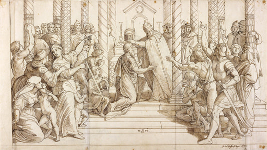 The Coronation of Charlemagne, vintage artwork by Julius Schnorr von Carolsfeld, A3 (16x12") Poster Print