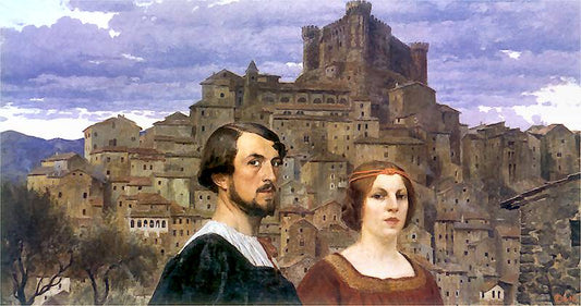 Self-portrait With His Wife, vintage artwork by Edward Okuń, 12x8" (A4) Poster