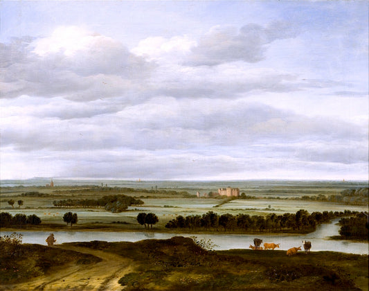 Panoramic Landscape near Rhenen with the Huis ter Lede, vintage artwork by Anthonie van Borssum, 12x8" (A4) Poster