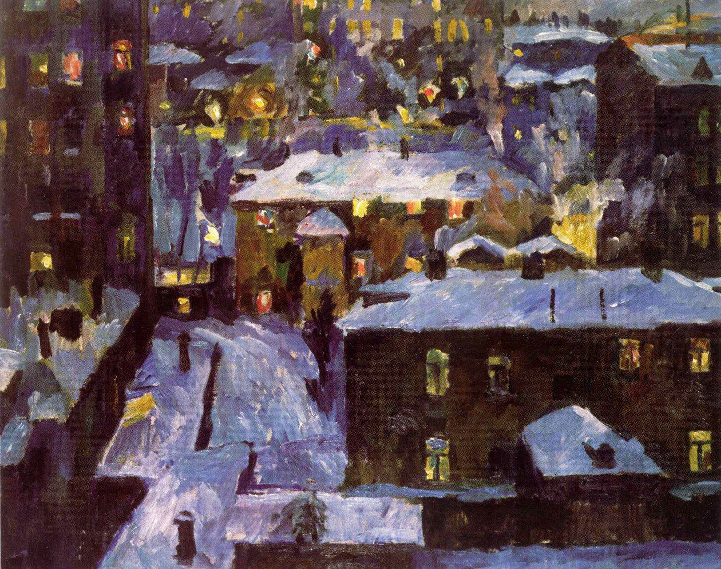 Night in Moscow, vintage artwork by Aristarkh Lentulov, 12x8" (A4) Poster