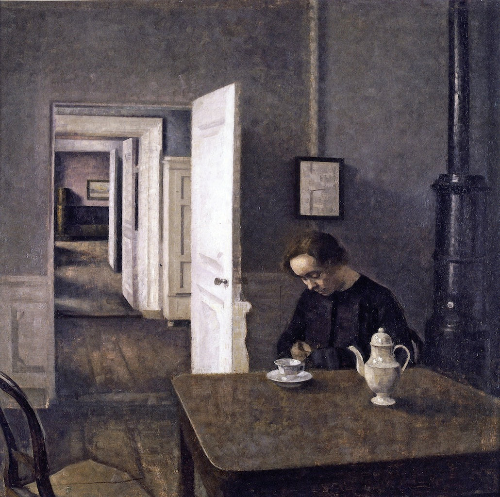 Interior, Strandgade 25, vintage artwork by Vilhelm Hammershøi, 12x8" (A4) Poster