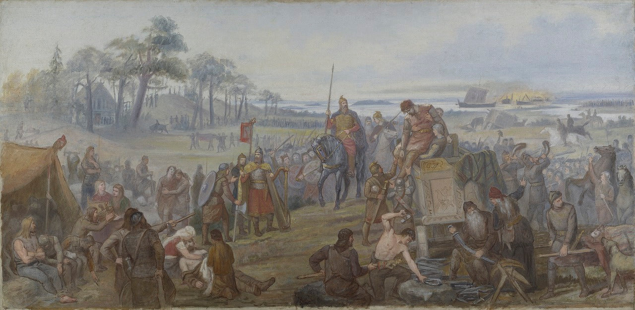 After the Battle of Fyrisvall, vintage artwork by Marten Eskil Winge, 12x8" (A4) Poster