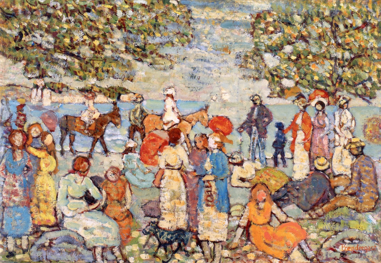 Beach Scene with Donkeys by Maurice Prendergast,A3(16x12")Poster