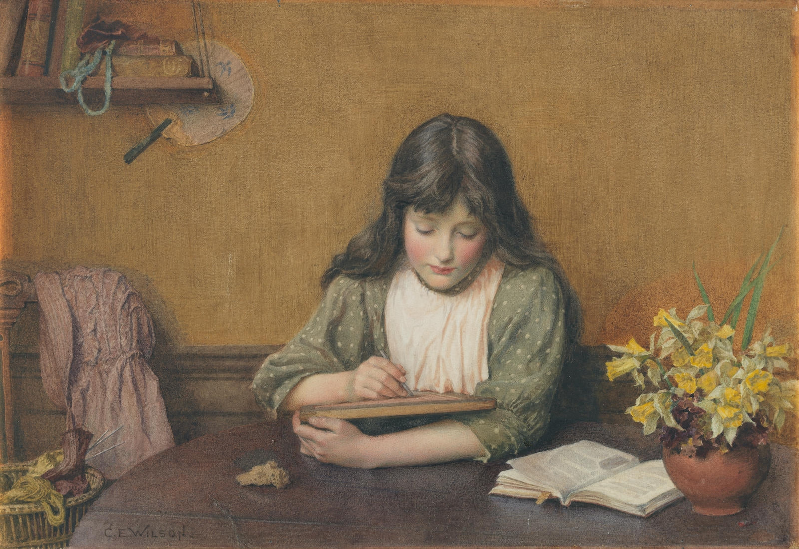 Homework, vintage artwork by Charles Edward Wilson, 12x8" (A4) Poster