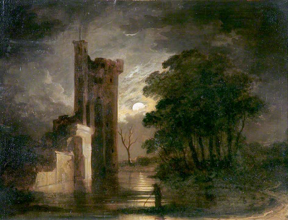 Caister Castle, Norfolk, Moonlight, vintage artwork by John Berney Crome, A3 (16x12") Poster Print