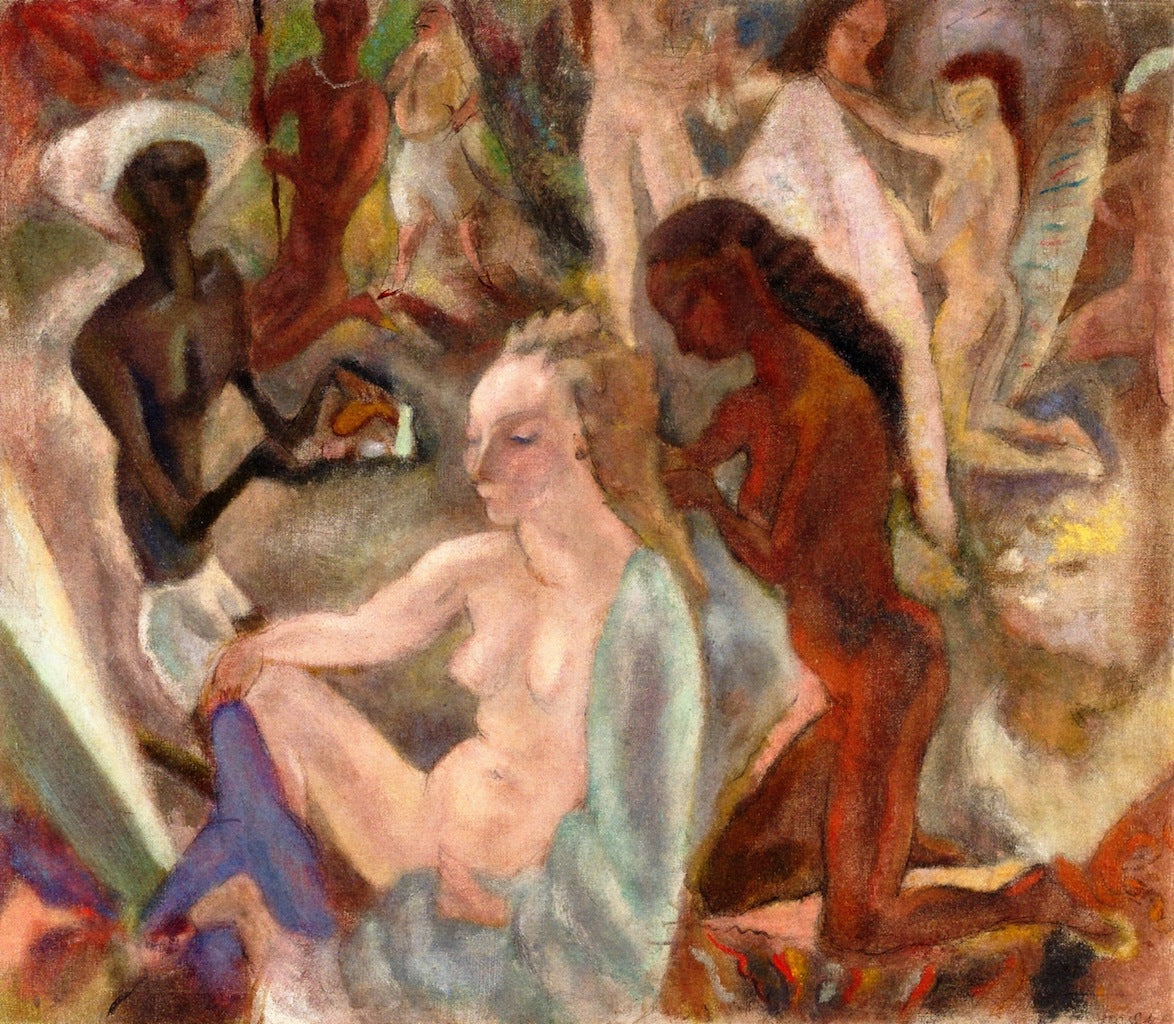 Girls Fixing a Blond's Hair by Jules Pascin,16x12(A3) Poster