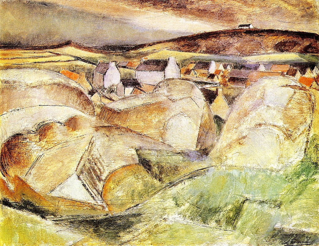 Village among the Rocks, vintage artwork by Henri Le Fauconnier, 12x8" (A4) Poster