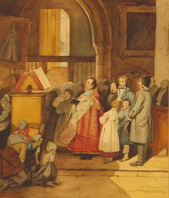 In Church, Vaugirard, vintage artwork by François Bonvin, A3 (16x12") Poster Print