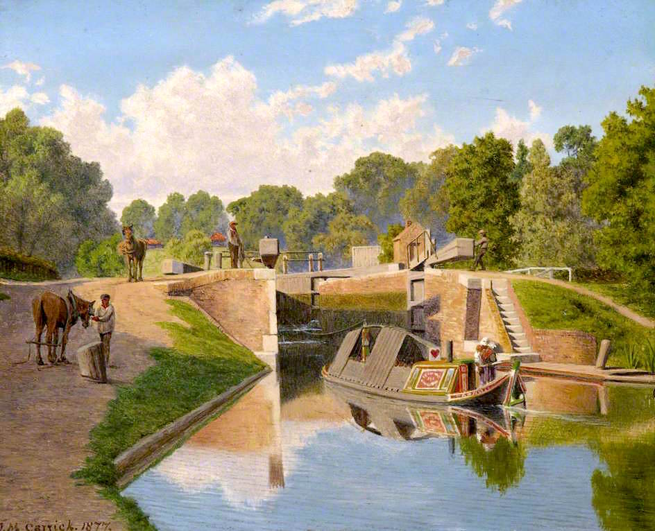 Lock on the Brent, vintage artwork by John Mulcaster Carrick, 12x8" (A4) Poster