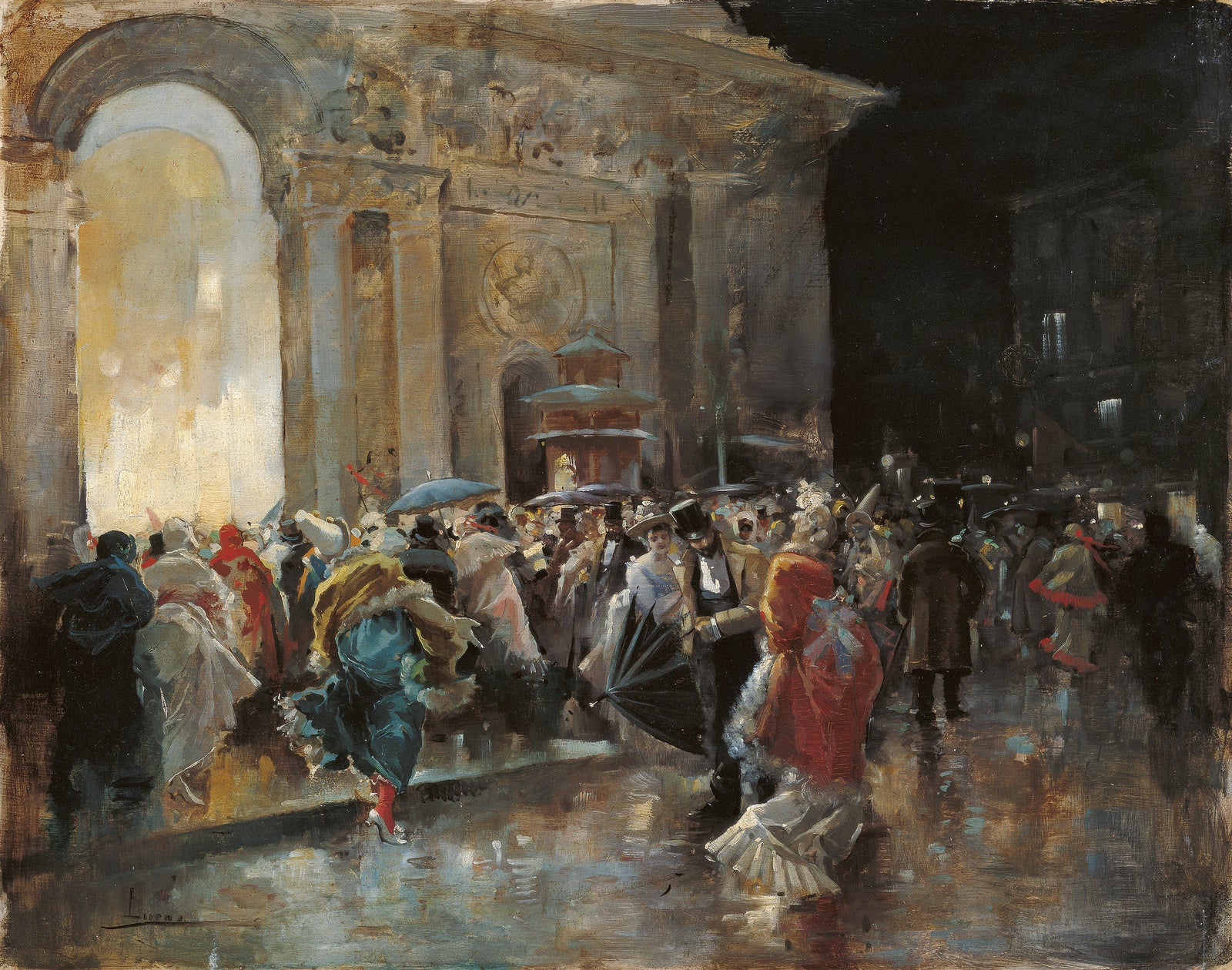 heatre on a Night of a Masked Ball by Eugenio Lucas Villamil,A3(16x12")Poster