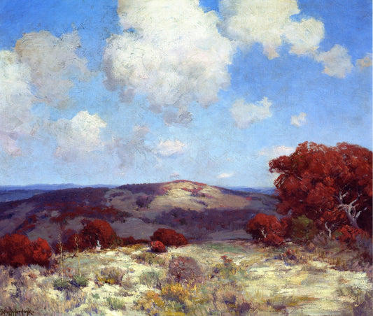 In the Hills of the Spanish Oaks, vintage artwork by Julian Onderdonk, 12x8" (A4) Poster
